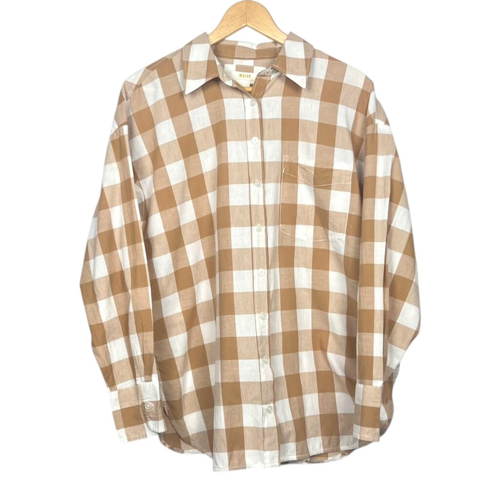 Maeve by Anthropologie Women's Size S Buffalo Check Button-Up Shirt Relaxed Fit